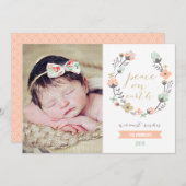 ピンモダンクミントホリデーフローラカスタムフォトカード シーズンカード (正面/裏面)