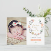 ピンモダンクミントホリデーフローラカスタムフォトカード シーズンカード (スタンド正面)