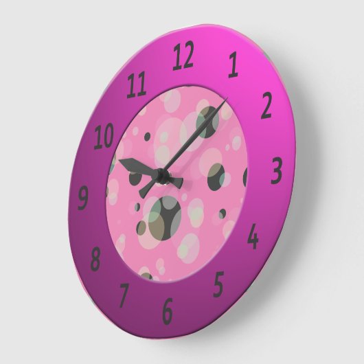 ピンモダンク色の数字の円を持つ泡 ラージ壁時計 (傾斜)