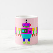 ピンモダンク・ブルカラフルーロボットイラストレーション ツートーンマグカップ (中央)