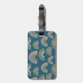 ピンモダンク、緑、ダークブルーの虹 ラゲッジタグ (裏面縦)