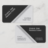 ピンモダンストライプとドット 名刺 (正面/裏面)