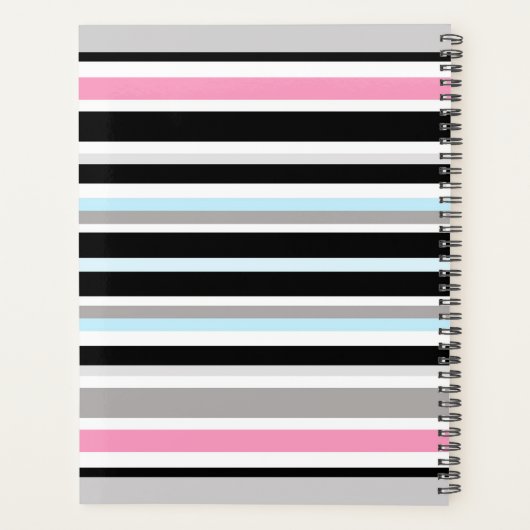ピンユニーククの黒いストライプパーソナライズされた型 プランナー手帳 (裏面)