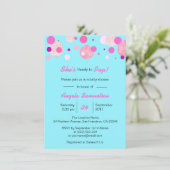 ピンユニーククブルーの中立ポップ・アートのベビーシャワーの準備完了 招待状 (スタンド正面)