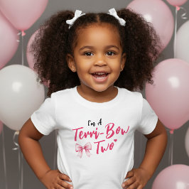 ピンリボンの女の子 2歳の誕生日パーティー テリブルツー トドラーTシャツ