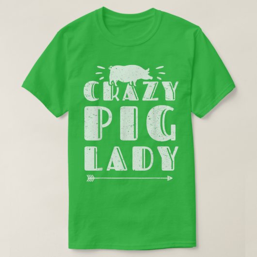 ピンレディ熱狂するーピッグラバーアニマル農家農業 Tシャツ (デザイン正面)