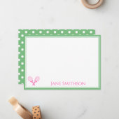 ピン名門私立校風のクとグリーンのテニスノートカード ノートカード (正面/裏面インサイチュ)