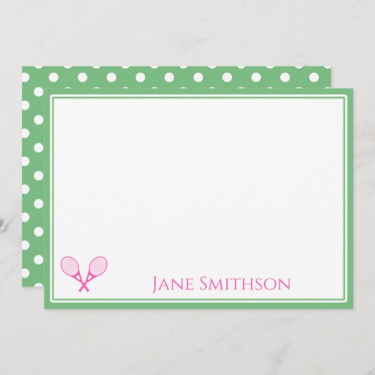 ピン名門私立校風のクとグリーンのテニスノートカード ノートカード (正面/裏面)