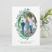 ピン名門私立校風のクオーバルクリスマスリースホリデーフォト シーズンカード (スタンド正面)