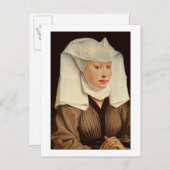 ピン帽子の若い女性のポートレート, c.1435 ポストカード (正面/裏面)