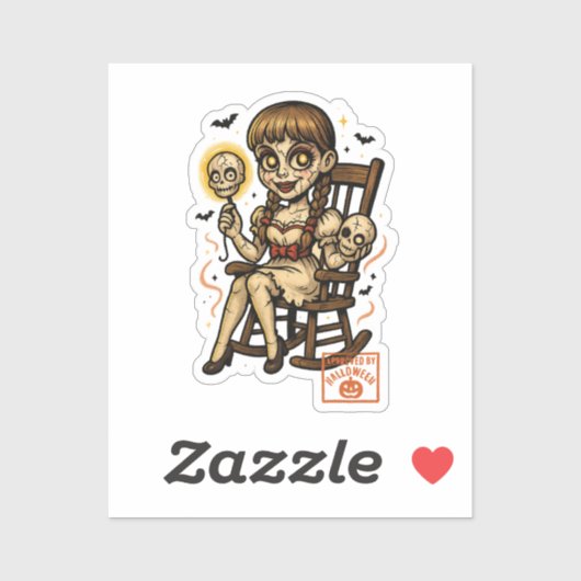 ピン幽霊のよく出るアップ人形 – 不気味なかわいいハロウィーン シール (シート)