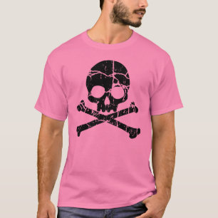 ピン擦り切れたクスカルとクロスボーン Tシャツ