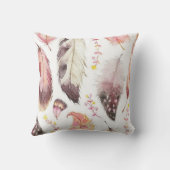 ピン数々のク・マウブ・ボーホ色の羽毛印刷枕 クッション (裏面)