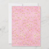 ピン王室のク金ゴールドプリンセスかわいらしフローラベビーシャワー 招待状 (裏面)