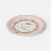 ピン王室のク金ゴールドプリンセス誕生パーティー7インチプレート ペーパープレート (アングル)