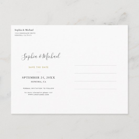 ピン素朴クのフローラ写真保存日招待状 ポストカード (裏面)