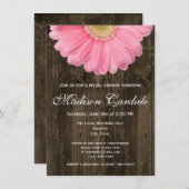 ピン素朴クガーベラデイジーブライダルシャワー招待状 招待状 (正面/裏面)