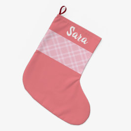 ピン素朴ク格子パーソナライズされた板 ラージクリスマスストッキング