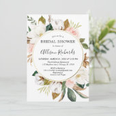 ピン素朴ク色白色ブライダルシャワー 招待状 (スタンド正面)