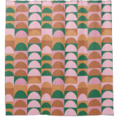 ピン自然クと緑のジオメトリシェイプパターン シャワーカーテン (正面)