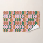 ピン自然クと緑のジオメトリシェイプパターン バスタオルセット (ハンドタオル)