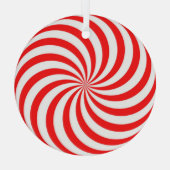 ピン赤と白ホイール/旋回 ガラスオーナメント (裏面)