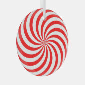 ピン赤と白ホイール/旋回 ガラスオーナメント (正面右)