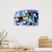 ピン馬のポートレートのプロフィランニングール ポスター (キッチン)