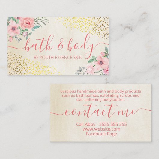 ピン魅力的クローズバス&体スパスキンケア 名刺 (正面/裏面)