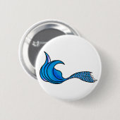 ピン/ボタンの青い人魚の尾 缶バッジ (正面&裏面)