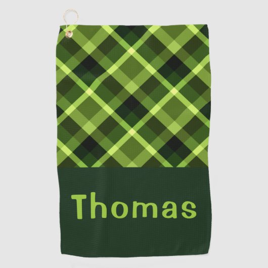 ピーエレガントグリーンプレイドモノグラムゴルフタオル ゴルフタオル (正面)