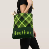 ピーエレガントグリーンプレイドモノグラムトートバッグ トートバッグ (クローズアップ)