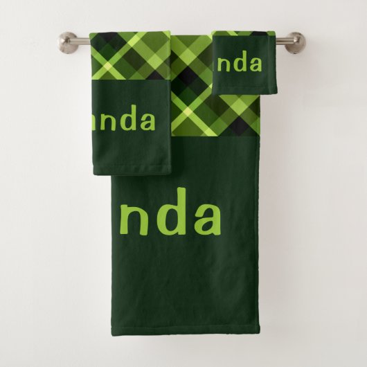 ピーエレガントグリーンプレイドモノグラムバスタオルセット バスタオルセット (インサイチュ)