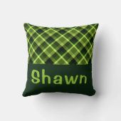 ピーエレガントグリーンプレイドモノグラム装飾用クッション クッション (裏面)