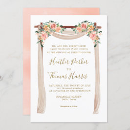 ピーエレガントチ水色フローラア結婚ーチ 招待状