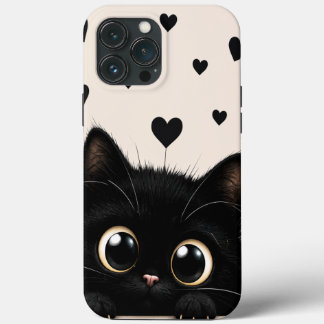 ピーカブーミッドナイト子猫スマホケース iPhone 13 PRO MAXケース