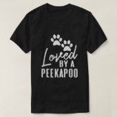 ピーカプーの雑種の犬の母親やパパペットに愛される Tシャツ (デザイン正面)