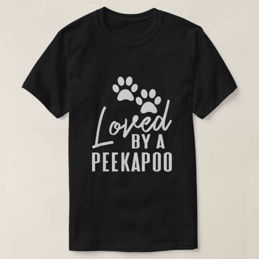 ピーカプーの雑種の犬の母親やパパペットに愛される Tシャツ (デザイン正面)