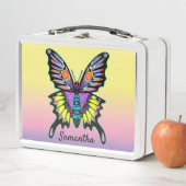 ピーカラフルスバタフパーソナライズされたライ メタルランチボックス (インサイチュ)