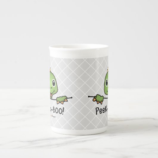 ピーカーブ式ペット(おもしろい、幸せ、かわいいカメ) ボーンチャイナマグカップ (正面)