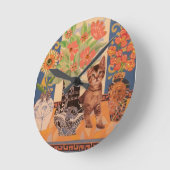 ピーカーブ式子ネコ: かわいい子猫の時計 ラウンド壁時計 (傾斜)