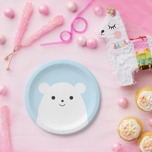 ピーカーブ式白くまの紙皿 ペーパープレート (パーティー)
