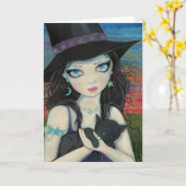 ピーカーブ式魔法使いおよび猫カード カード (黄色い花)