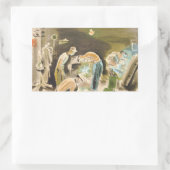 ピーカー日本のの発声、ウェダーの水彩画 長方形シール (バッグ)