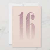 ピーガーリーチピンクフェイクグリッターグラデーションSweet sixteen 招待状 (裏面)