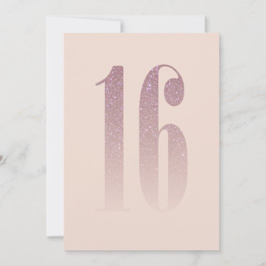 ピーガーリーチピンクフェイクグリッターグラデーションSweet sixteen 招待状 (裏面)