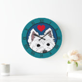 ピーキングウェスティーハート ラージ壁時計 (ホーム)