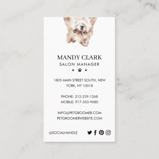 ピーキングウォーターカラードッグズペットケアグルーミング&サロン 名刺 (裏面)