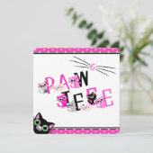 ピーキングキャッツピンク水玉模様パーティの招待状 招待状 (スタンド正面)