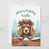 ピーキングコッカースパニエル犬メリーウィズペットポートレート シーズンカード (正面)